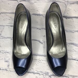 Guess Metallic Blue Peeptoe Pump
